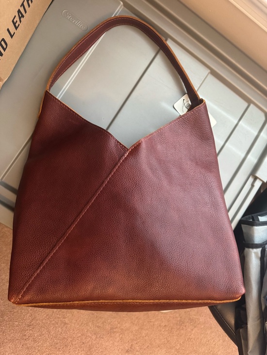 Portland Leather Handbags - Naomi in Nutmeg OS & large canvas organizer!